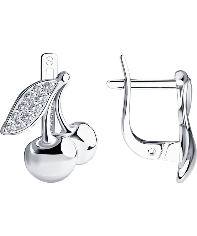 Hõbekõrvarõngad tsirkoonidega "kirss" - Hõbekõrvarõngad - Goldinga