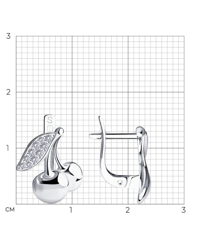 Hõbekõrvarõngad tsirkoonidega "kirss" - Hõbekõrvarõngad - Goldinga