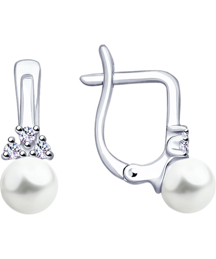 Hõbekõrvarõngad pärli ja tsirkoonidega - Hõbekõrvarõngad - Goldinga