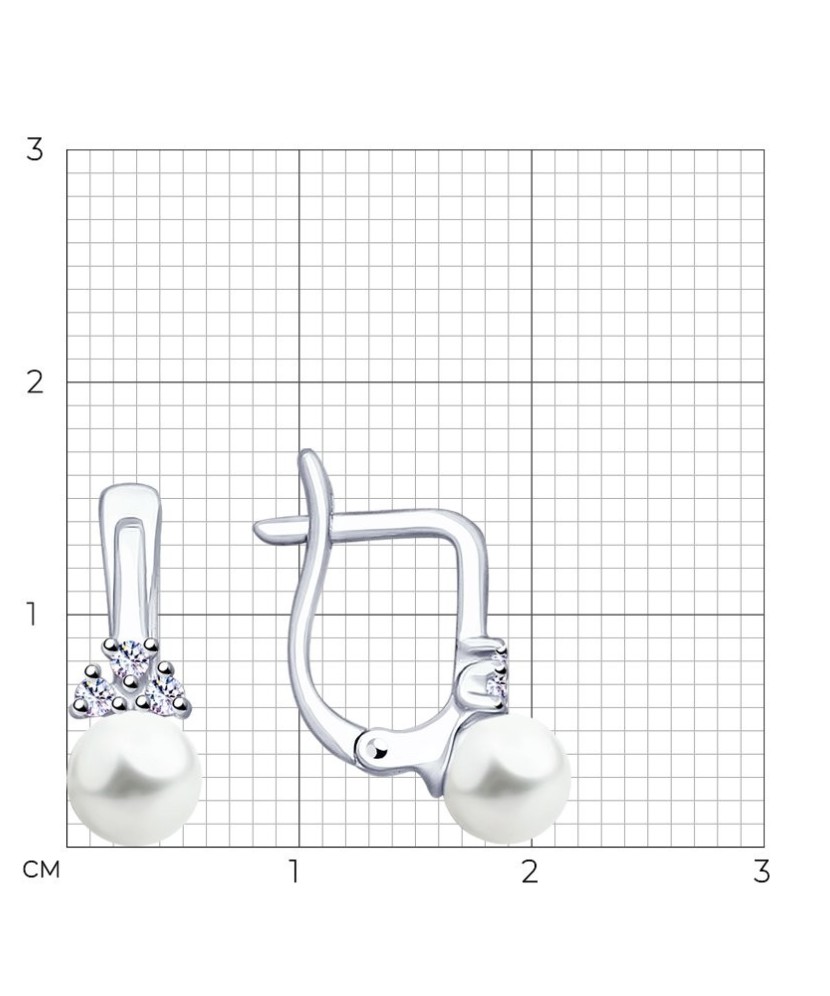 Hõbekõrvarõngad pärli ja tsirkoonidega - Hõbekõrvarõngad - Goldinga