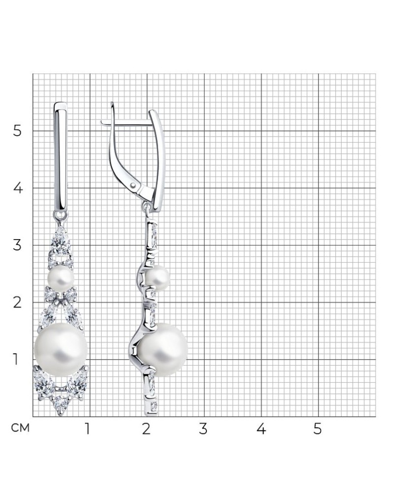 Hõbekõrvarõngad pärli ja tsirkoonidega - Hõbekõrvarõngad - Goldinga