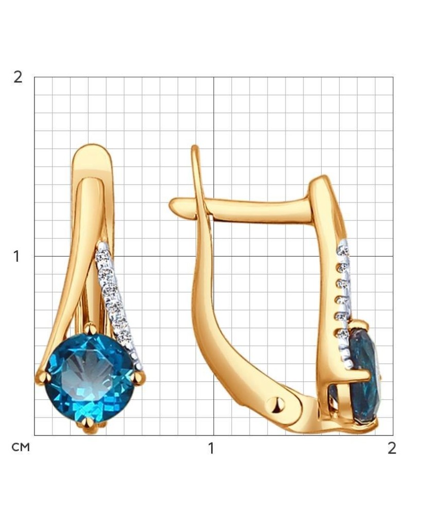 Kuldkõrvarõngad topaasi ja tsirkoonidega - Kuldkõrvarõngad - Goldinga