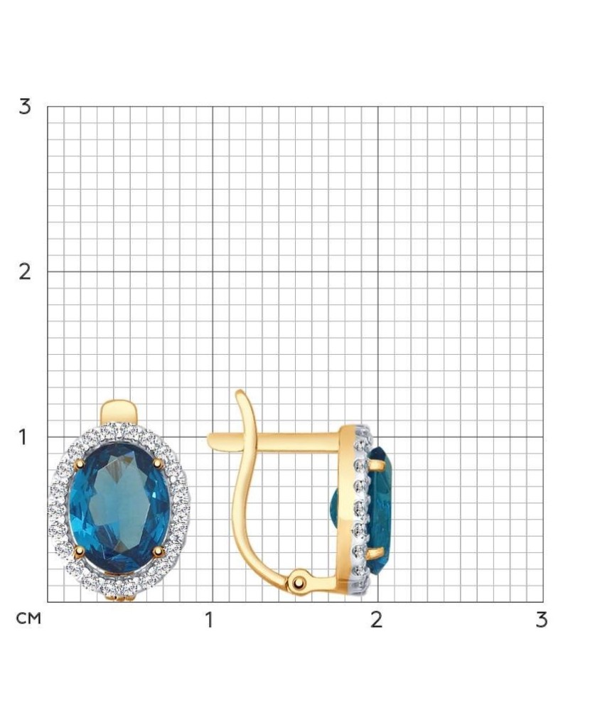 Auksiniai auskarai su topazu ir cirkoniais - Auksiniai auskarai - Goldinga