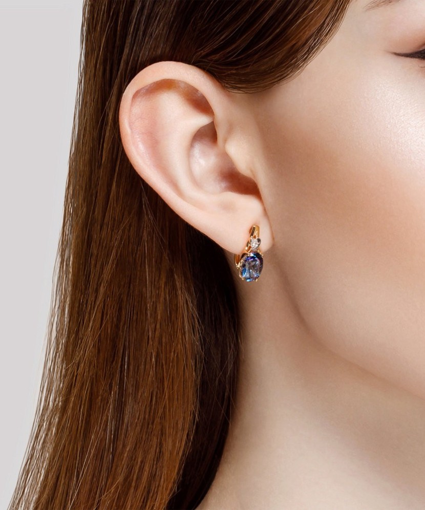 Kuldkõrvarõngad topaasi ja tsirkooniga - Kuldkõrvarõngad - Goldinga