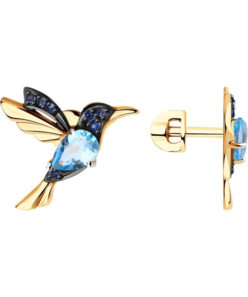 Kuldkõrvarõngad topaasi ja tsirkoonidega - Kuldkõrvarõngad - Goldinga