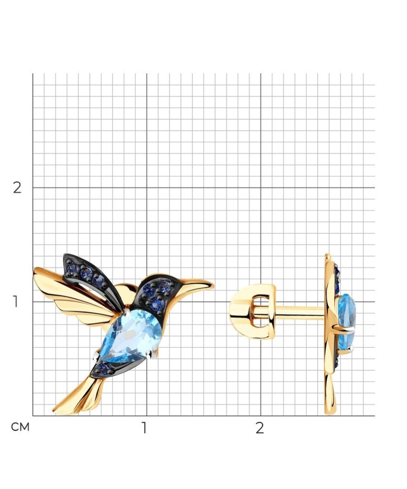 Auksiniai auskarai su topazu ir cirkoniais - Auksiniai auskarai - Goldinga