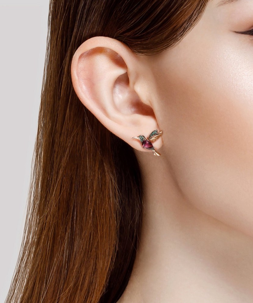 Kuldkõrvarõngad rodoliidi ja tsirkoonidega - Kuldkõrvarõngad - Goldinga