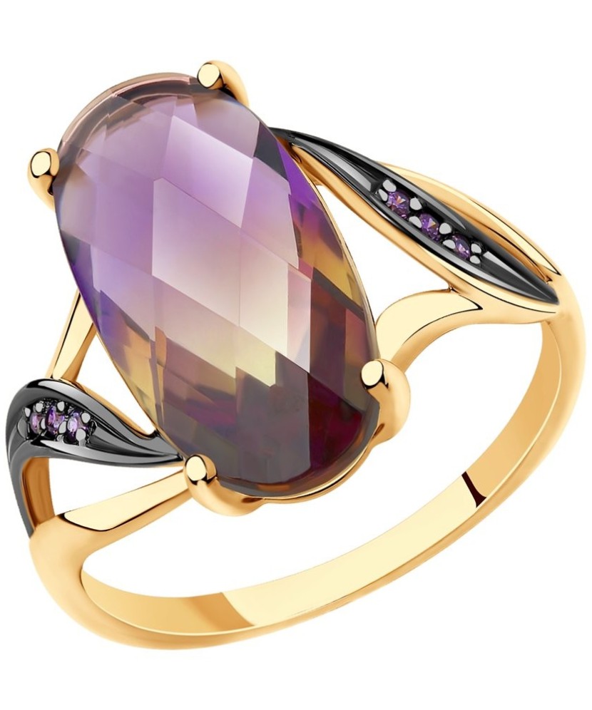 Auksinis žiedas su sitalu ir cirkoniais - Auksiniai žiedai - Goldinga