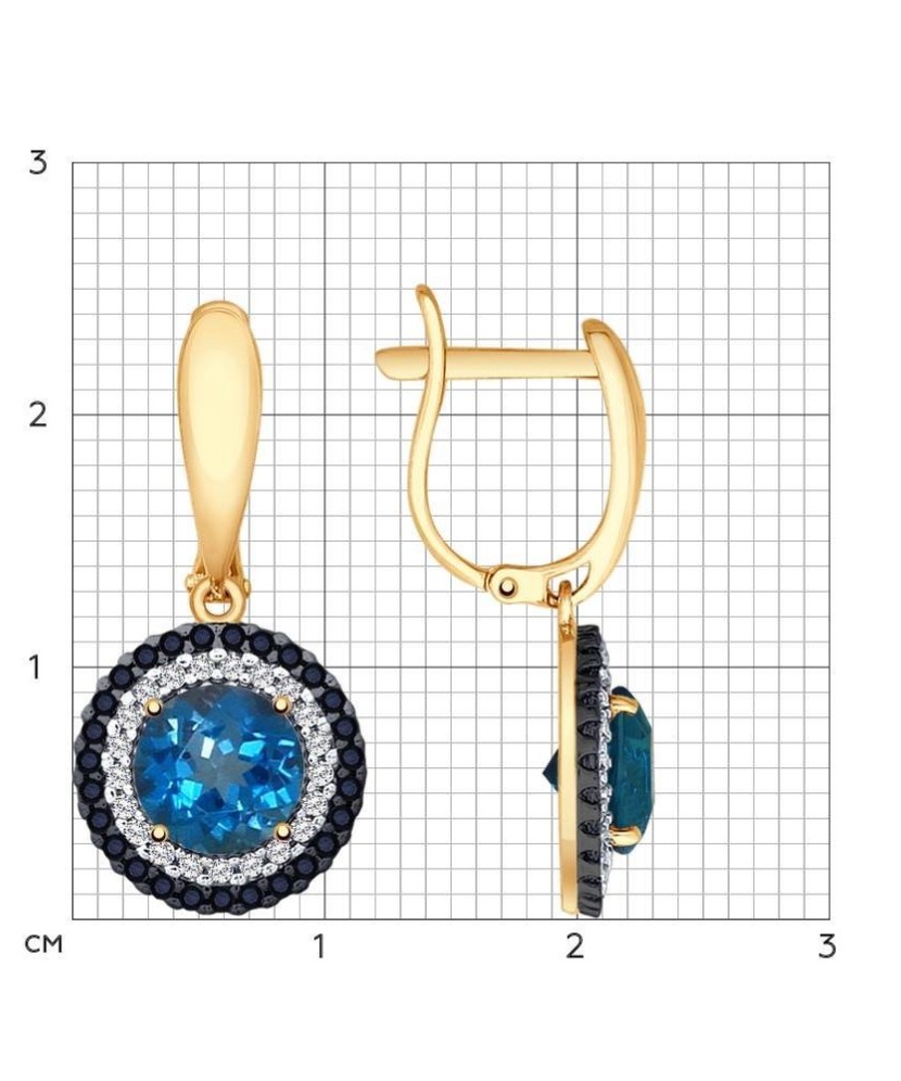 Auksiniai auskarai su topazu ir cirkoniais - Auksiniai auskarai - Goldinga