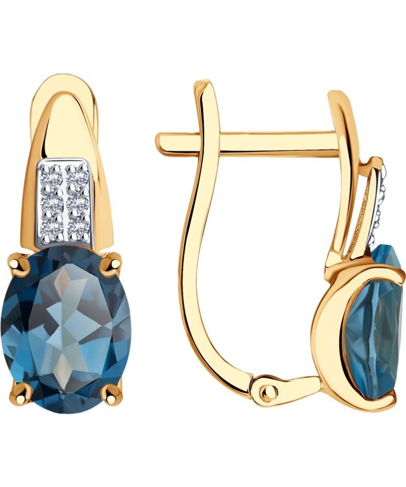 Kuldkõrvarõngad London topaasi ja tsirkoonidega - Kuldkõrvarõngad - Goldinga