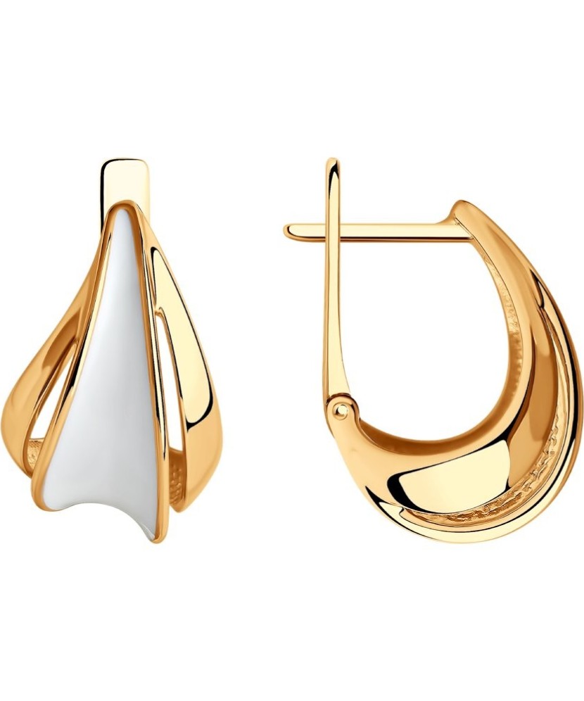 Paauksuoti sidabriniai auskarai su emale - Sidabriniai auskarai - Goldinga