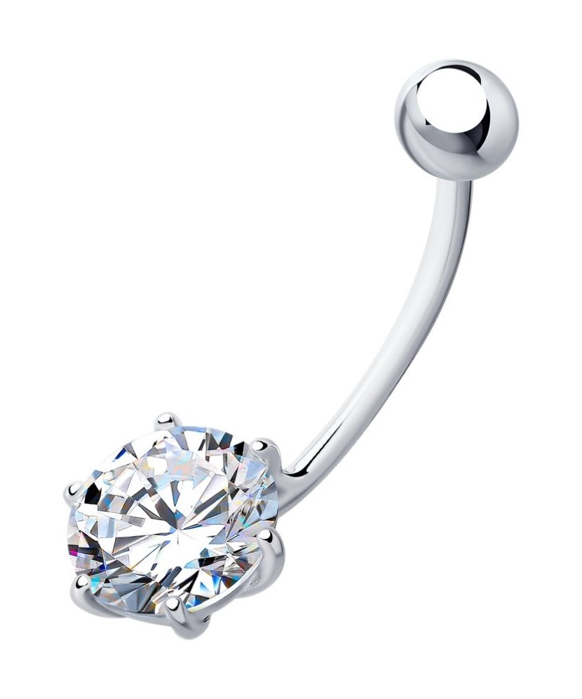 Sidabrinis auskaras į bambą su cirkoniu - Auskarai į bambą - Goldinga