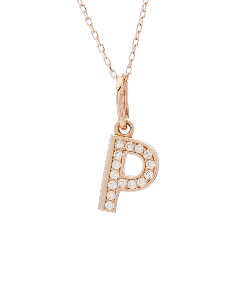 Auksinis pakabukas su cirkoniais raidė "P" - Auksiniai pakabukai - Goldinga