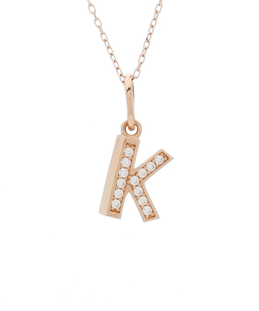 Kuldripats tsirkoonidega täht "K" - Kullast ripatsid - Goldinga