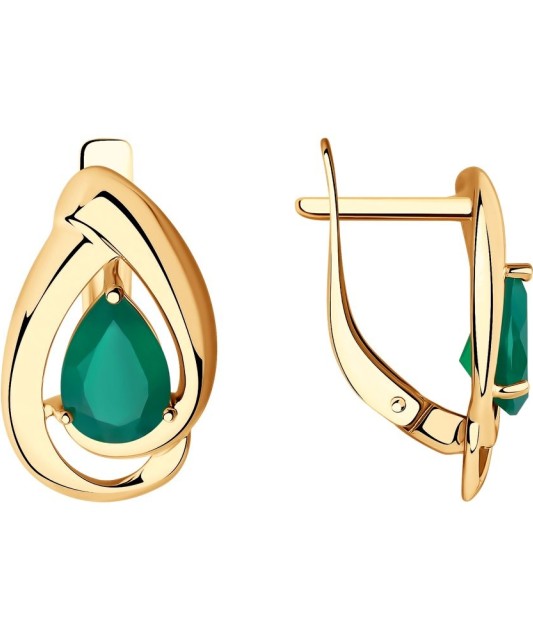 Auksiniai auskarai su agatu - Auksiniai auskarai - Goldinga