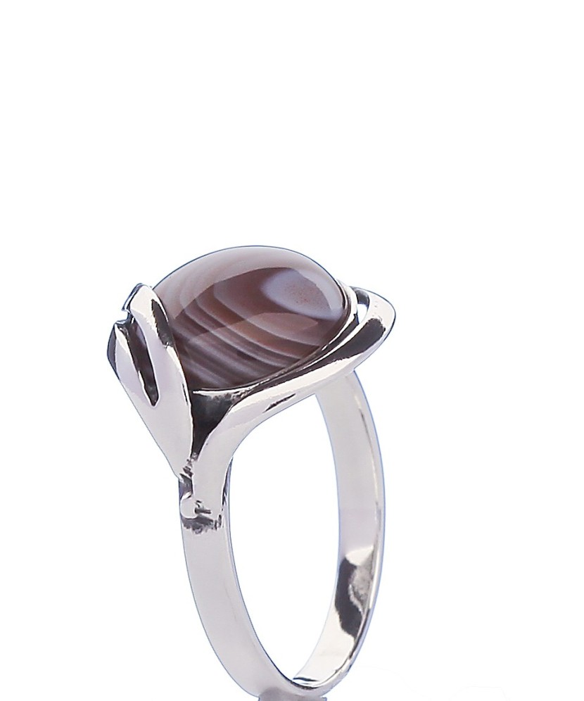 Sidabrinis žiedas su agatu - Sidabriniai žiedai - Goldinga