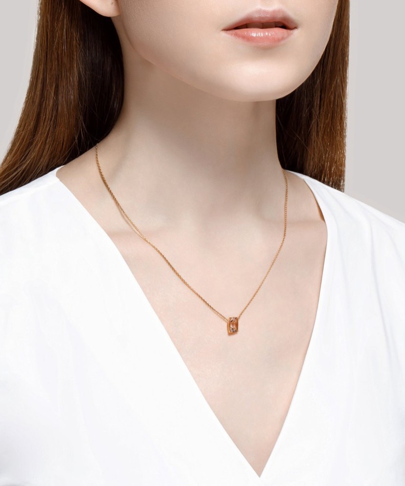 Kuldkett roosast suitsutopaasist ripatsiga - Kuldketid ripatsidega - Goldinga