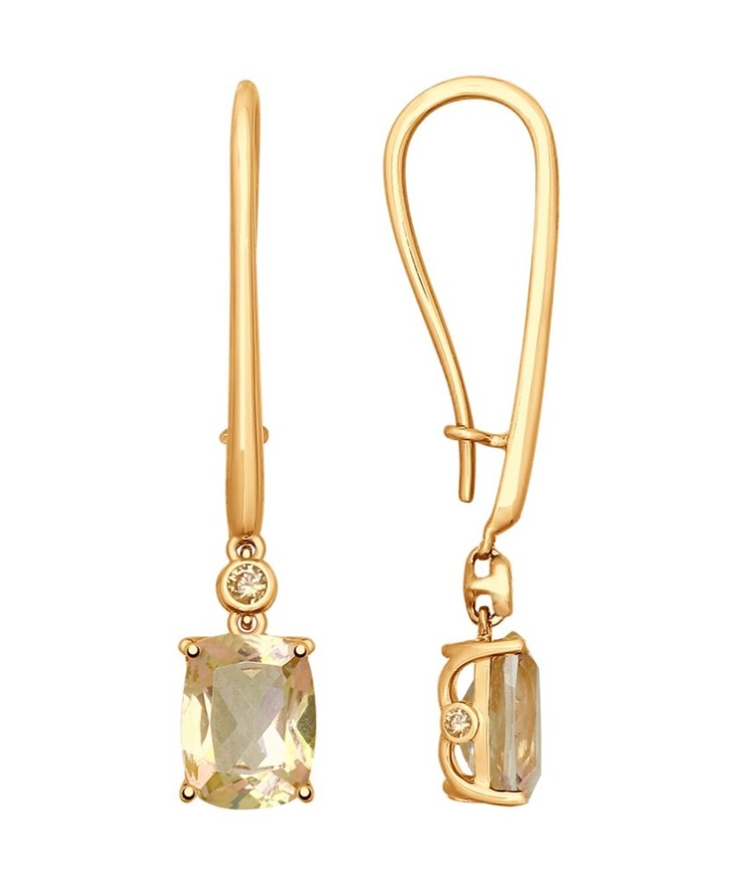 Auksiniai auskarai su rožiniu dūminiu topazu - Auksiniai auskarai - Goldinga