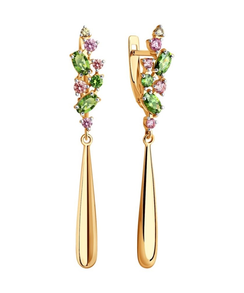 Auksiniai auskarai su kristalais - Auksiniai auskarai - Goldinga