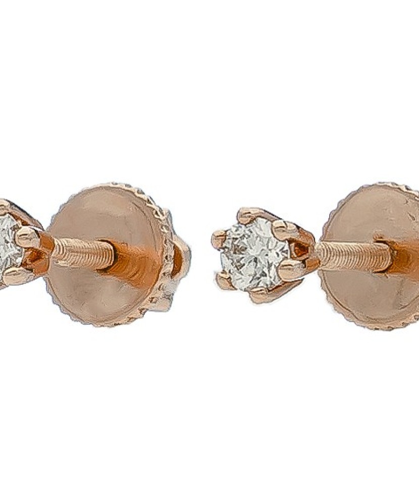 Auksiniai auskarai su briliantu - Auskarai su brangakmeniais - Goldinga