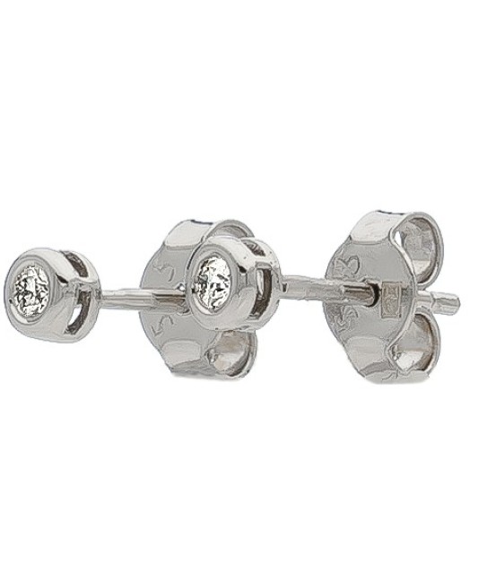 Balto aukso auskarai su briliantu - Auskarai su brangakmeniais - Goldinga