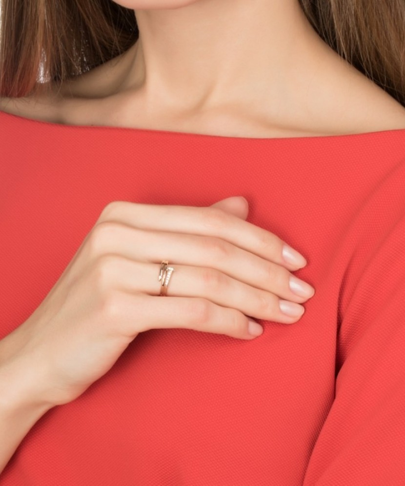 Auksinis žiedas su cirkoniais - Auksiniai žiedai - Goldinga