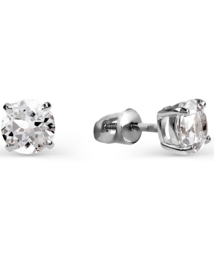 Balto aukso auskarai su kristalu - Auksiniai auskarai - Goldinga