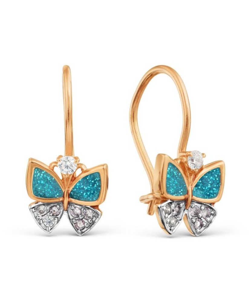 Auksiniai auskarai su cirkoniais "Drugelis" - Auksiniai auskarai - Goldinga