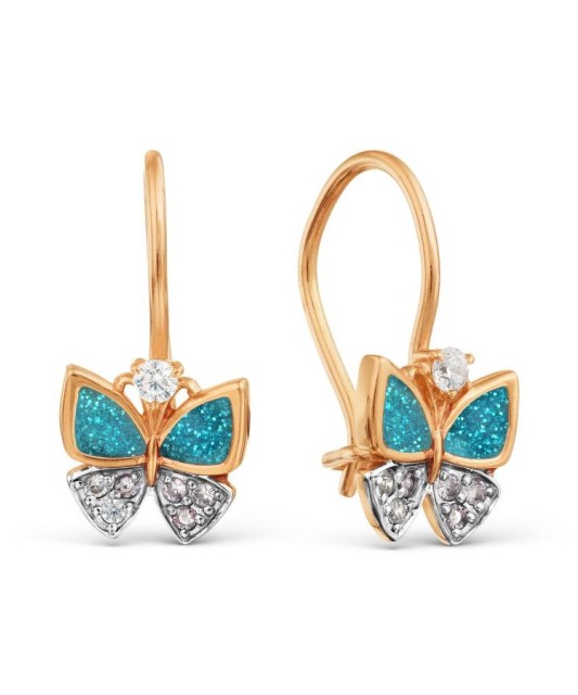 Auksiniai auskarai su cirkoniais "Drugelis" - Auksiniai auskarai - Goldinga