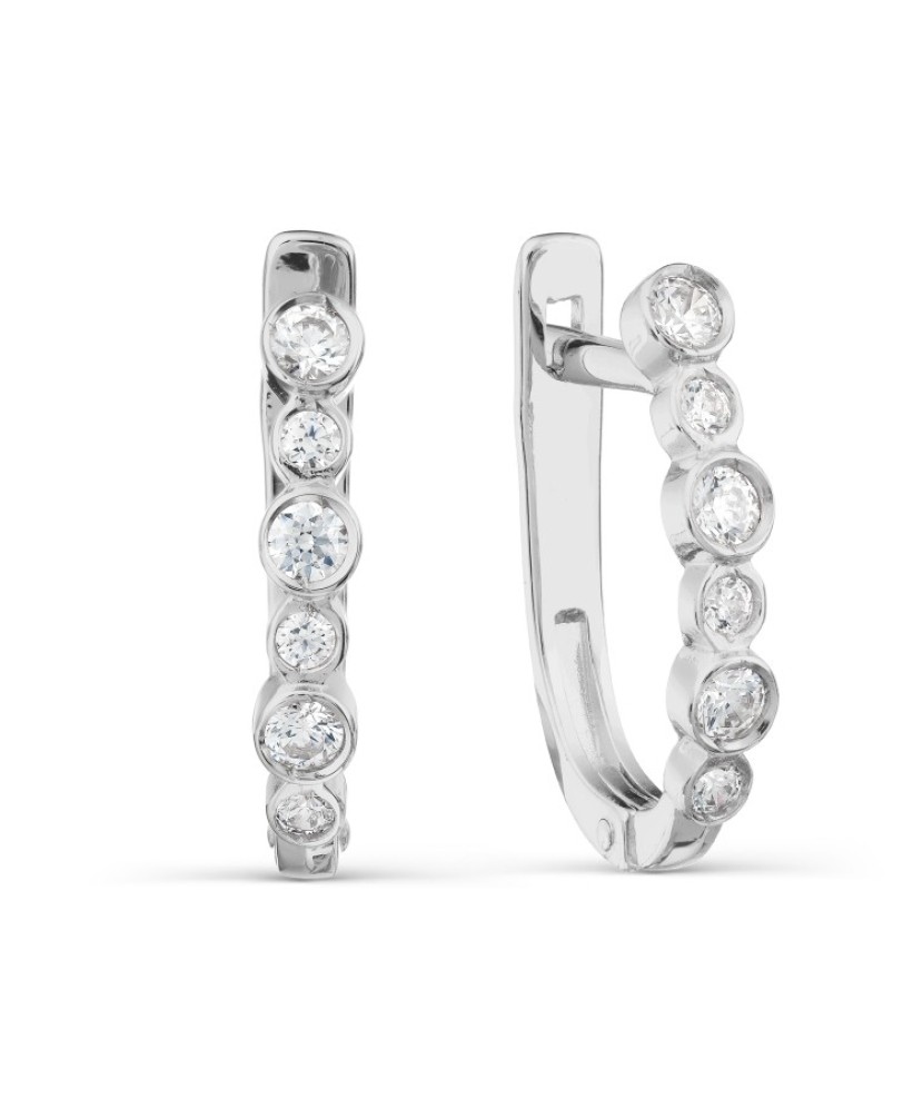 Balto aukso auskarai su kristalu - Auksiniai auskarai - Goldinga