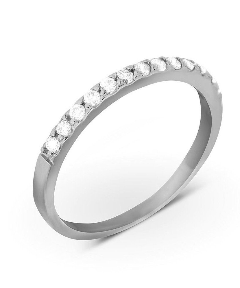 Balto aukso žiedas su cirkoniais - Auksiniai žiedai - Goldinga