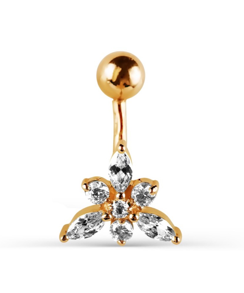 Auksinis auskaras į bambą su cirkoniais - Auskarai į bambą - Goldinga