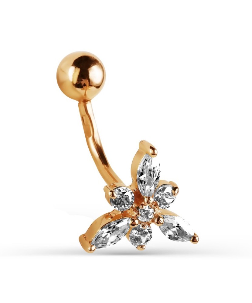 Auksinis auskaras į bambą su cirkoniais - Auskarai į bambą - Goldinga