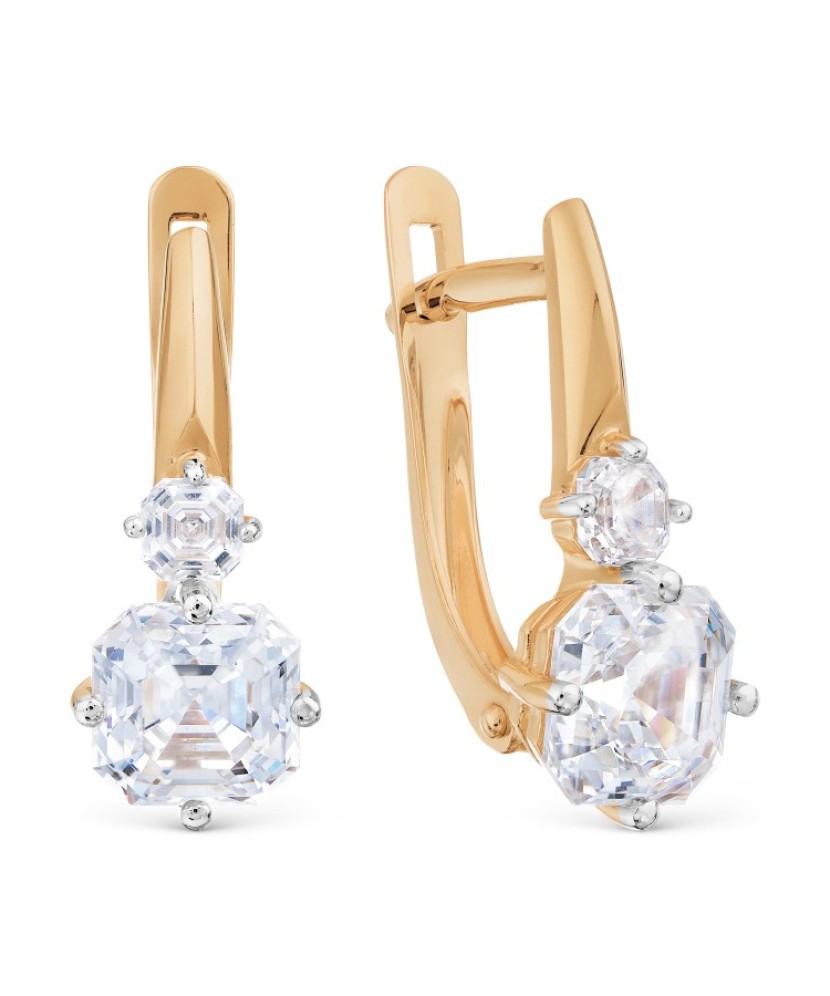 Auksiniai auskarai su kristalais - Auksiniai auskarai - Goldinga