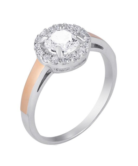 Sidabrinis žiedas su cirkoniais dengtas auksu - Sidabriniai žiedai - Goldinga