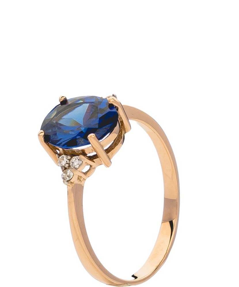 Kuldsõrmus nanosafiiri ja tsirkoonidega - Kuldsõrmused - Goldinga