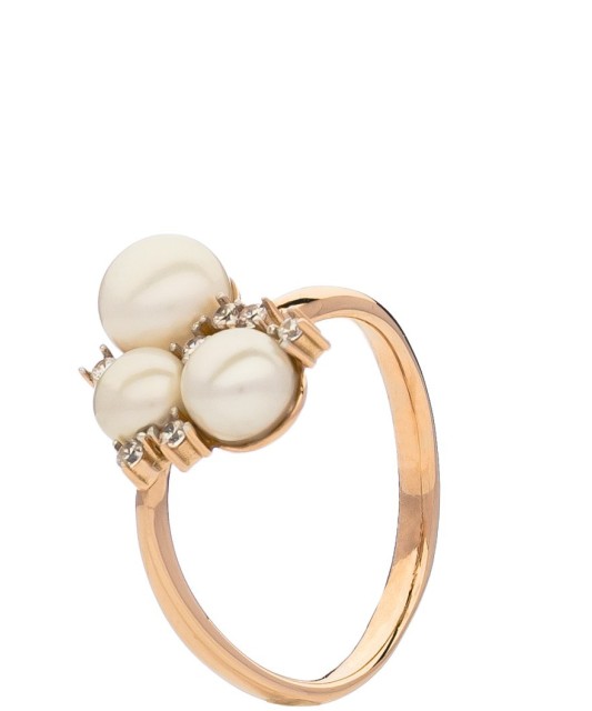 Kuldsõrmus pärli ja tsirkoonidega - Kuldsõrmused - Goldinga