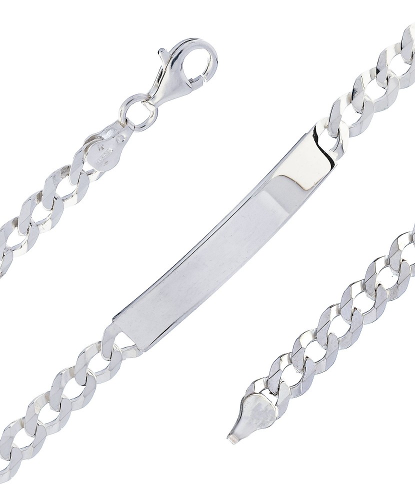 Серебряный браслет с пластиной "Curb"