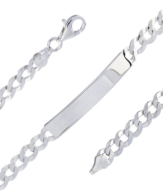 Серебряный браслет с пластиной "Curb"