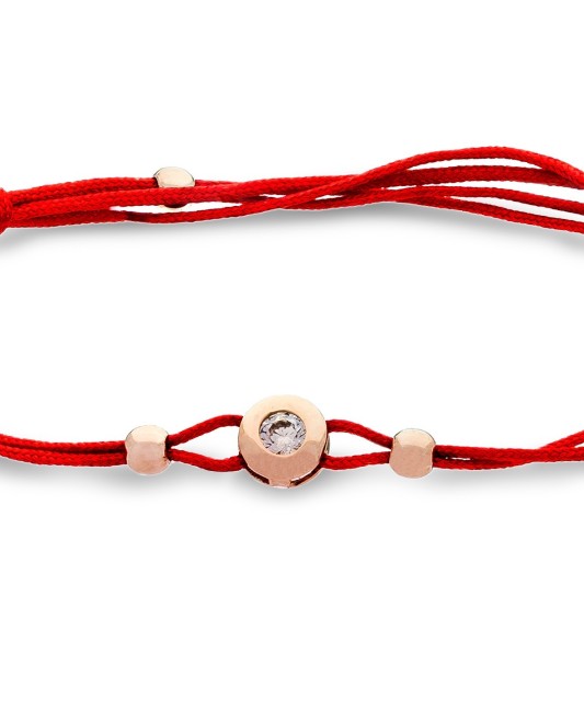 Raudono siūlo apyrankė su cirkonio pakabuku Goldinga 03745