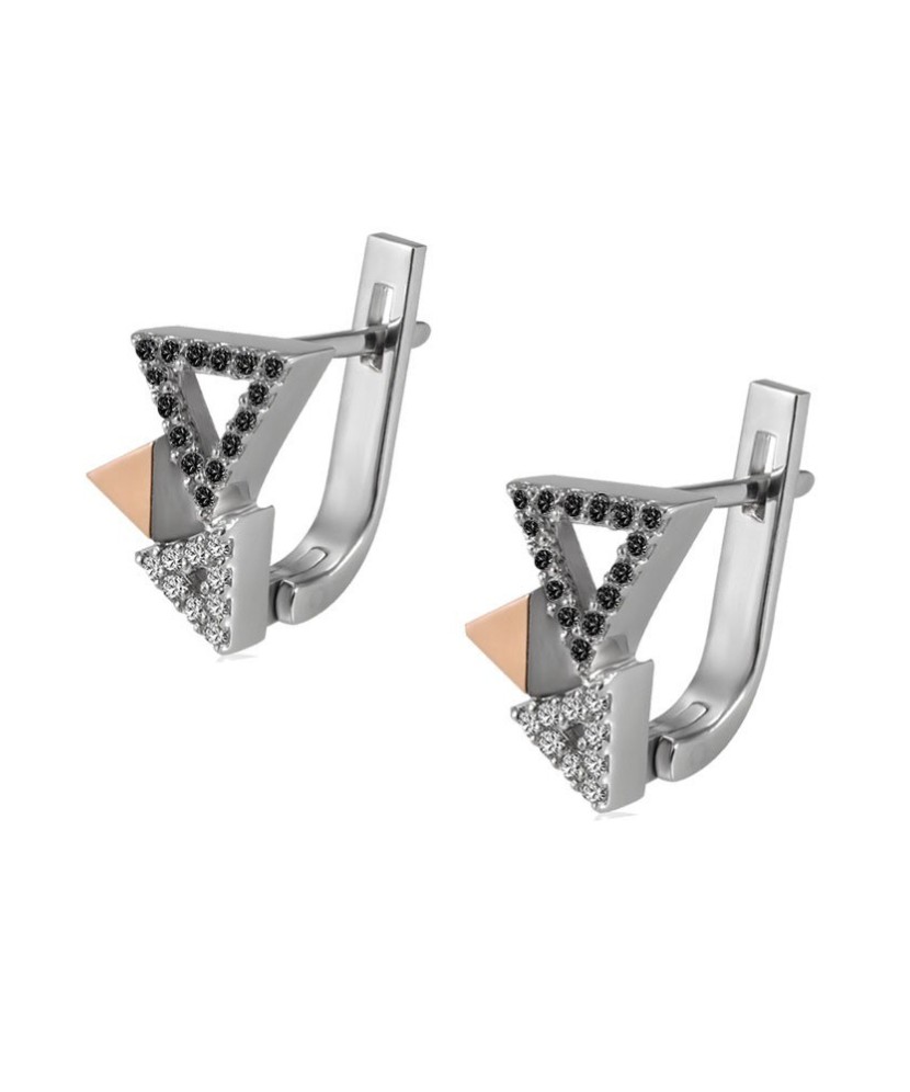 Hõbekõrvarõngad kullatud tsirkoonidega - Hõbekõrvarõngad - Goldinga