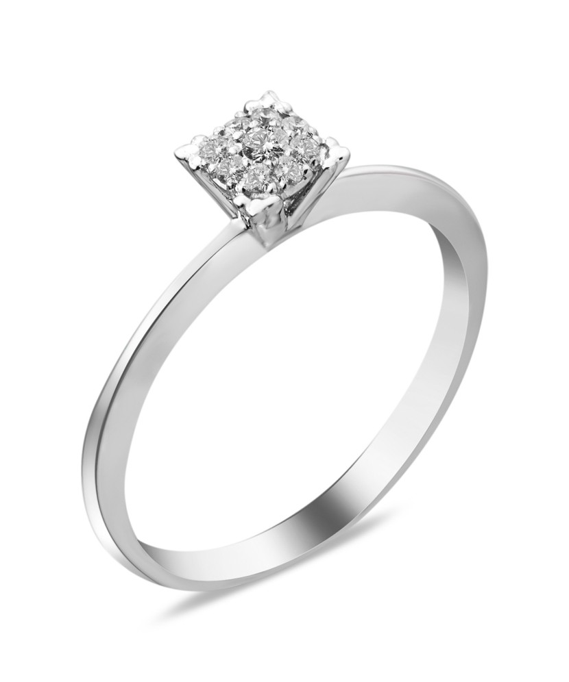 Sidabrinis žiedas su briliantais - Žiedai su brangakmeniais - Goldinga