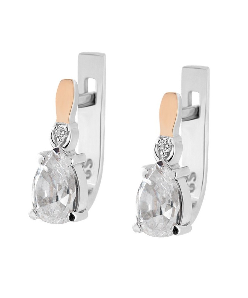 Sidabriniai auskarai su cirkoniu dengti auksu - Sidabriniai auskarai - Goldinga