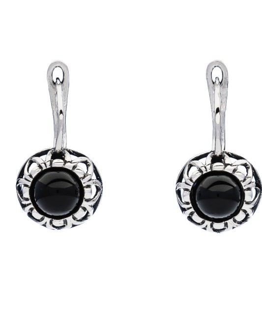 Sidabriniai auskarai su oniksu - Sidabriniai auskarai - Goldinga