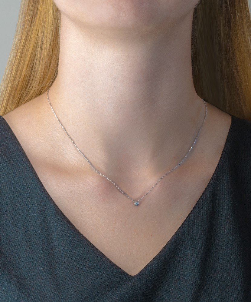 Valgest kullast kett briljantripatsiga - Kuldketid ripatsidega - Goldinga