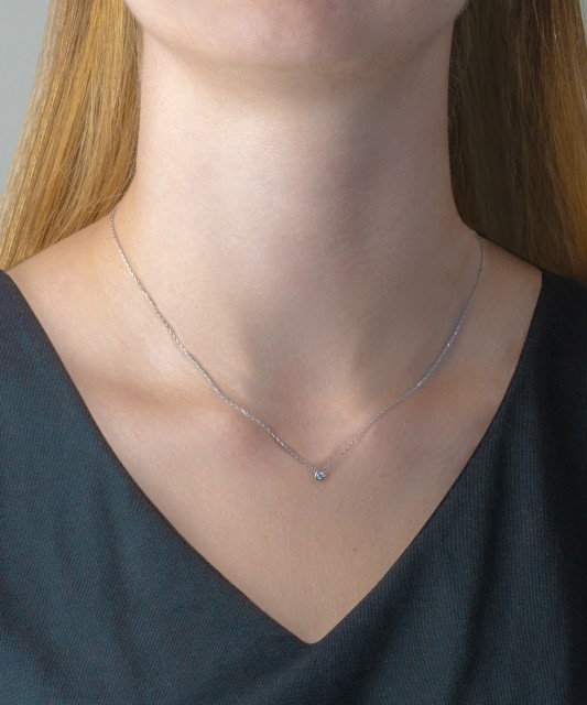 Valgest kullast kett briljantripatsiga - Kuldketid ripatsidega - Goldinga