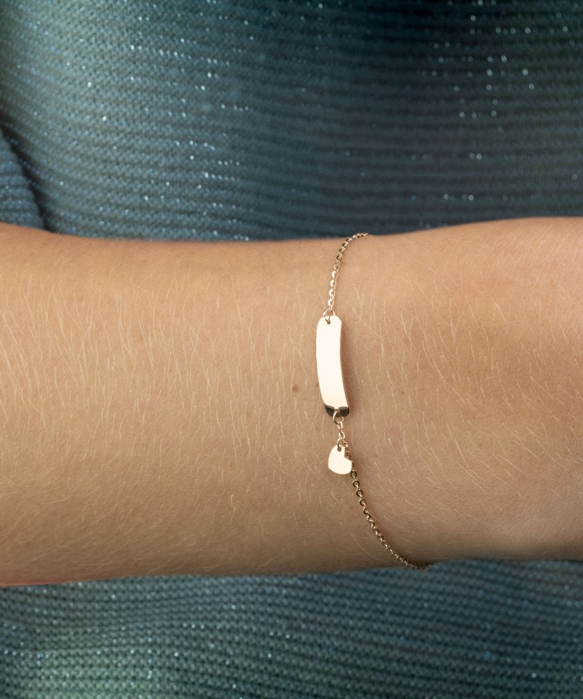 Детский золотой браслет с тарелкой "Сердце"