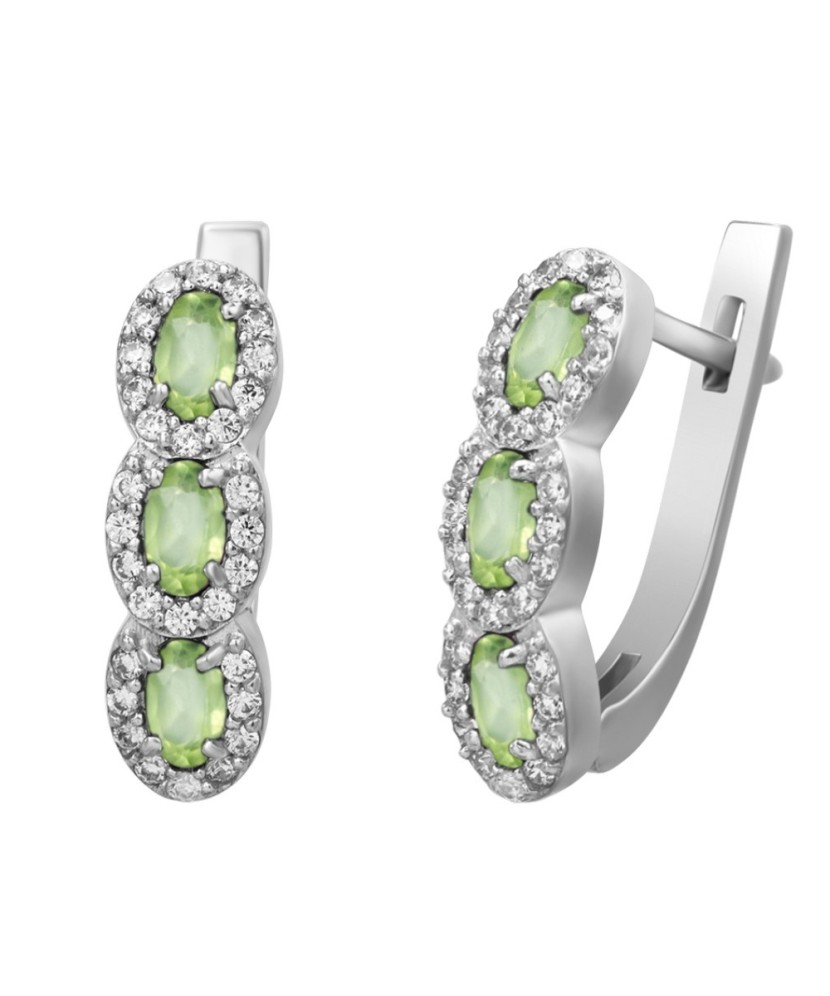 Sidabriniai auskarai su peridotais ir cirkoniais - Sidabriniai auskarai - Goldinga