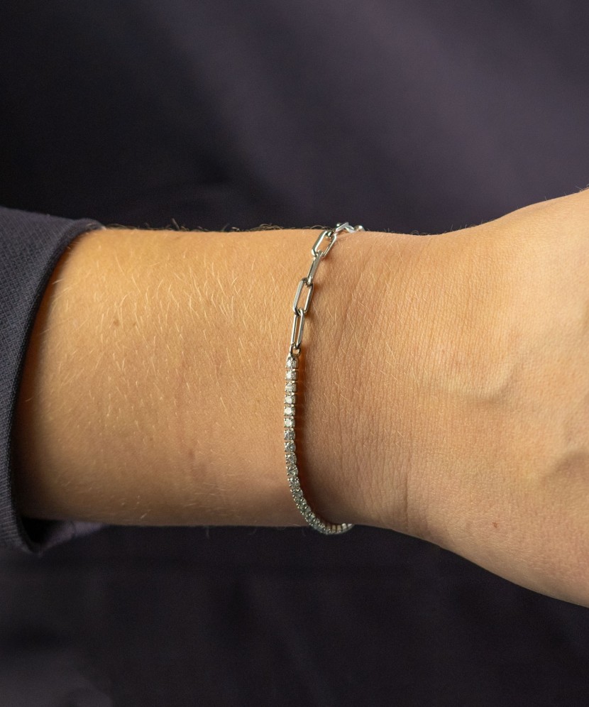 Серебряный браслет с цирконами