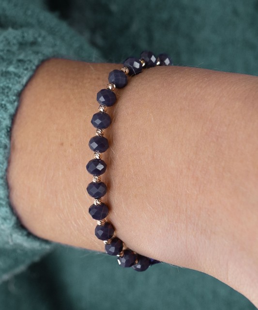 Sinisest lõngast käevõru kulla ja oonüksitega - Kullaga keermestatud käevõrud - Goldinga